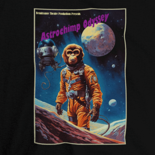 Retro Sci-fi Graphic Tee, Astrochimp Odyssey