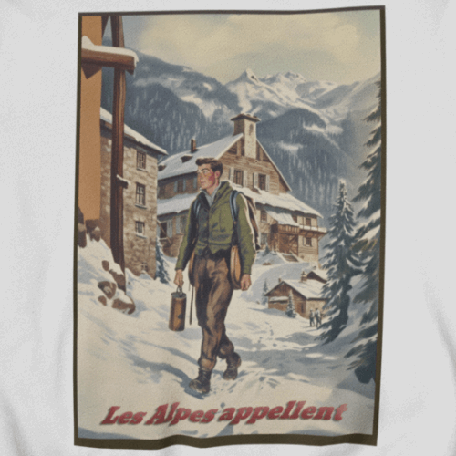 Vintage Style Graphic Sweatshirt, Les Alpes Apallent