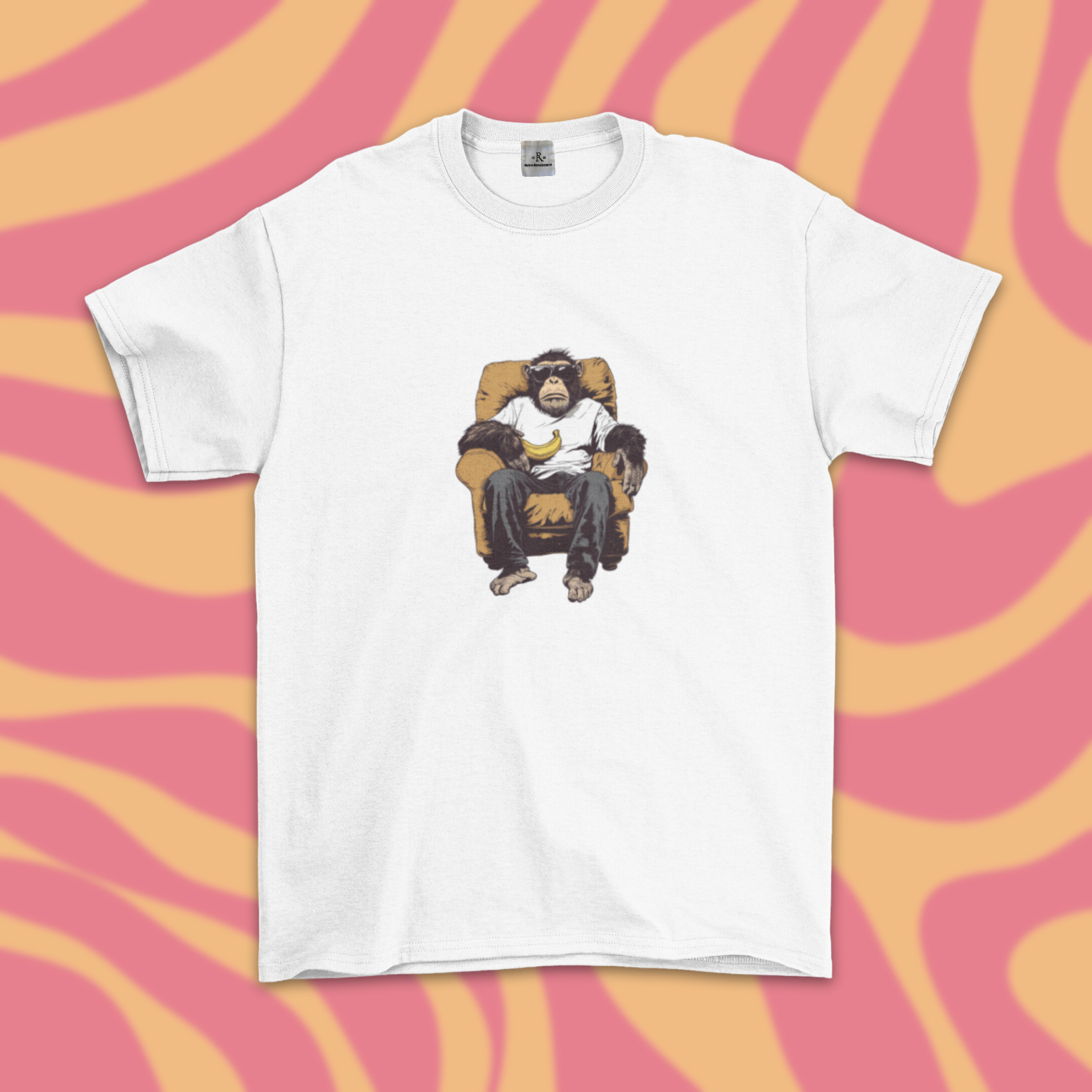 Retro Style Graphic Tee, Chilled-Out Chimp