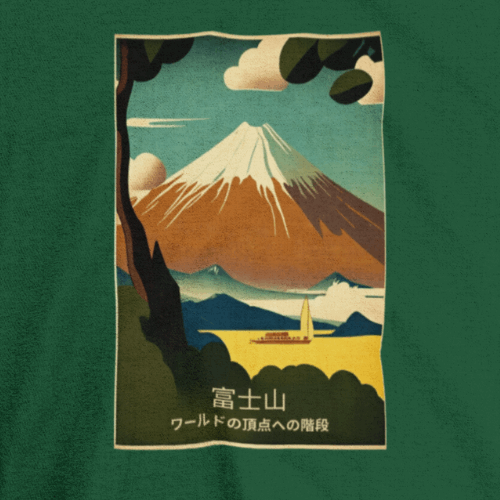 Vintage Travel Poster Graphic Tee, Mount Fuji!