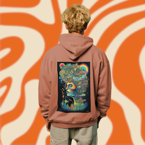 Trippy Psychedelic Inspired Hoodie, a Face in Nirvana