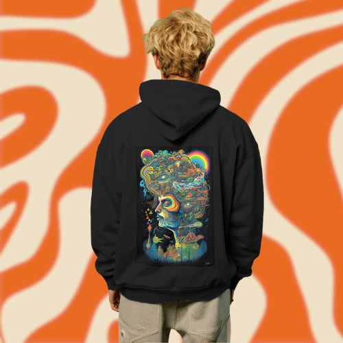 Trippy Psychedelic Inspired Hoodie, a Face in Nirvana