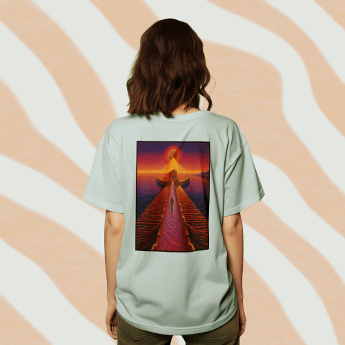 Psychedelic Style Graphic Tee, Walking Towards Enlightenment
