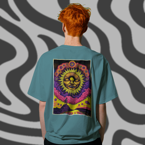 Psychedelic Graphic Tee, Staring at a Stern Looking Sun