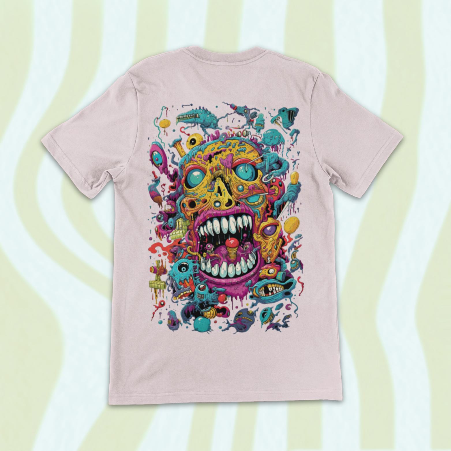 Psychedelic Inspired Graphic Tee, The Face Among Creepy Crawlies