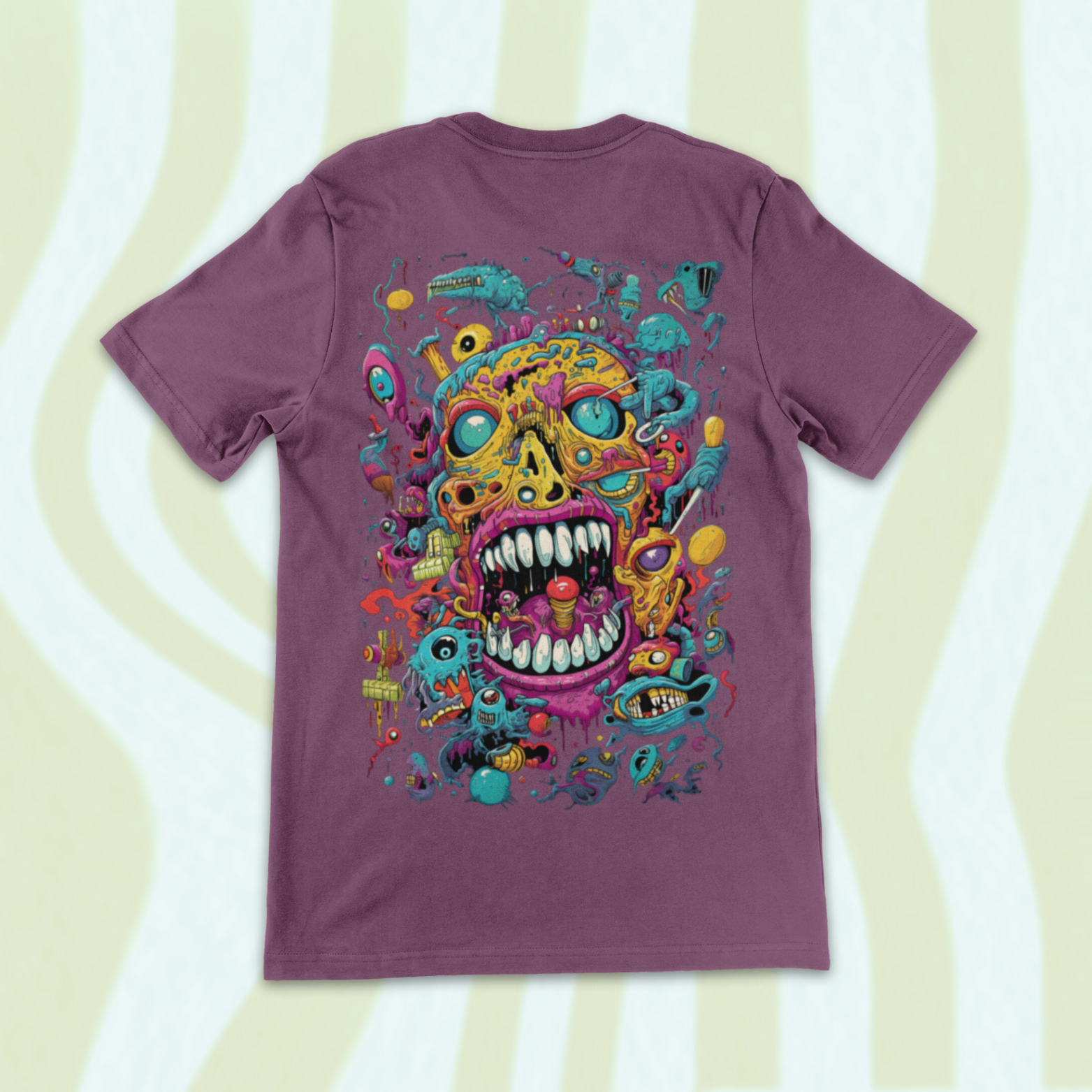 Psychedelic Inspired Graphic Tee, The Face Among Creepy Crawlies