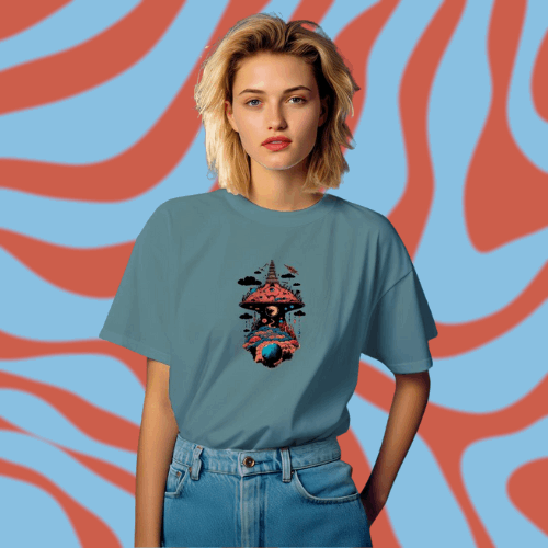 Psychedelic Graphic Tee, A Temple on A Mushroom!
